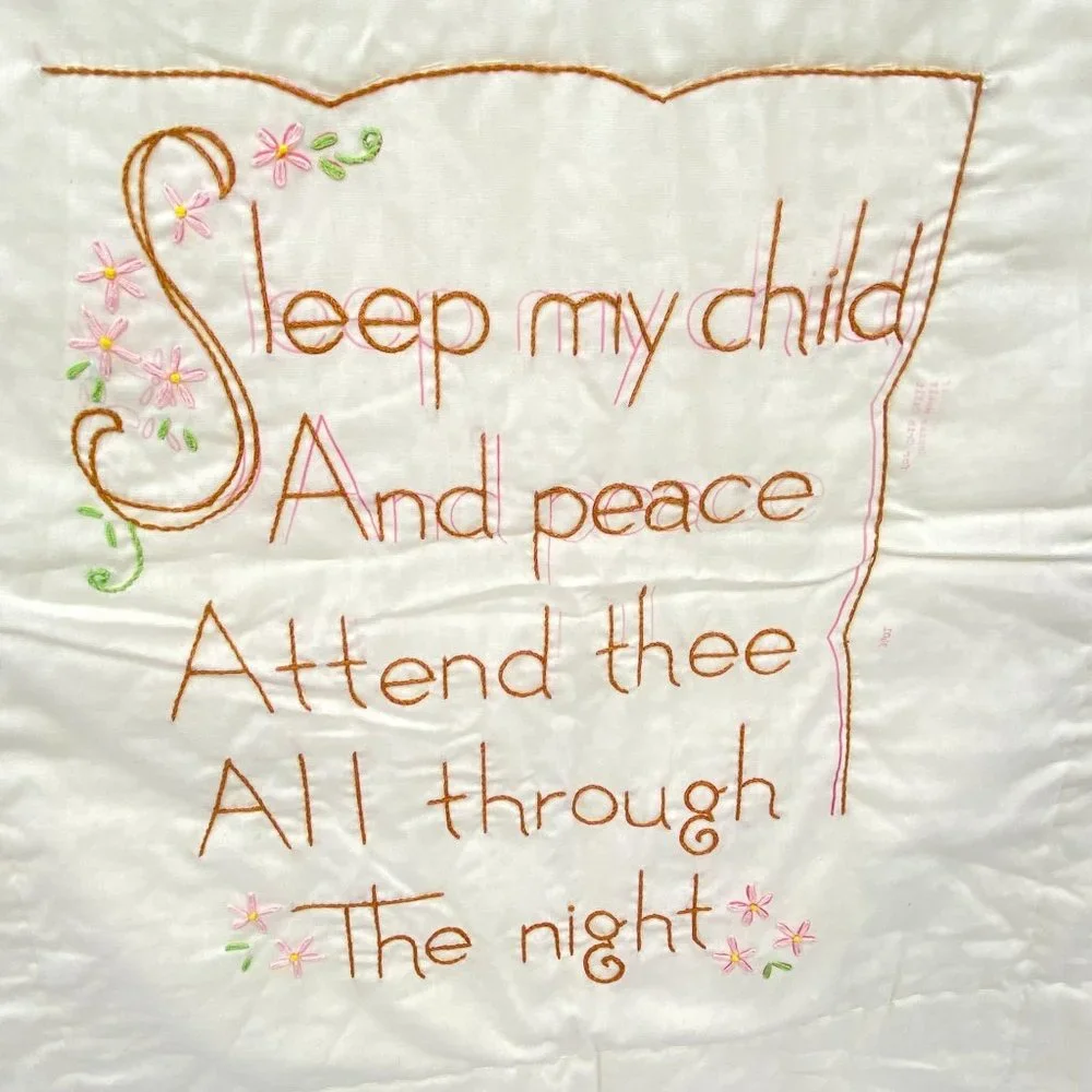 Angel‎ embroidered baby crib quilt blanket yellow white unisex boy girl